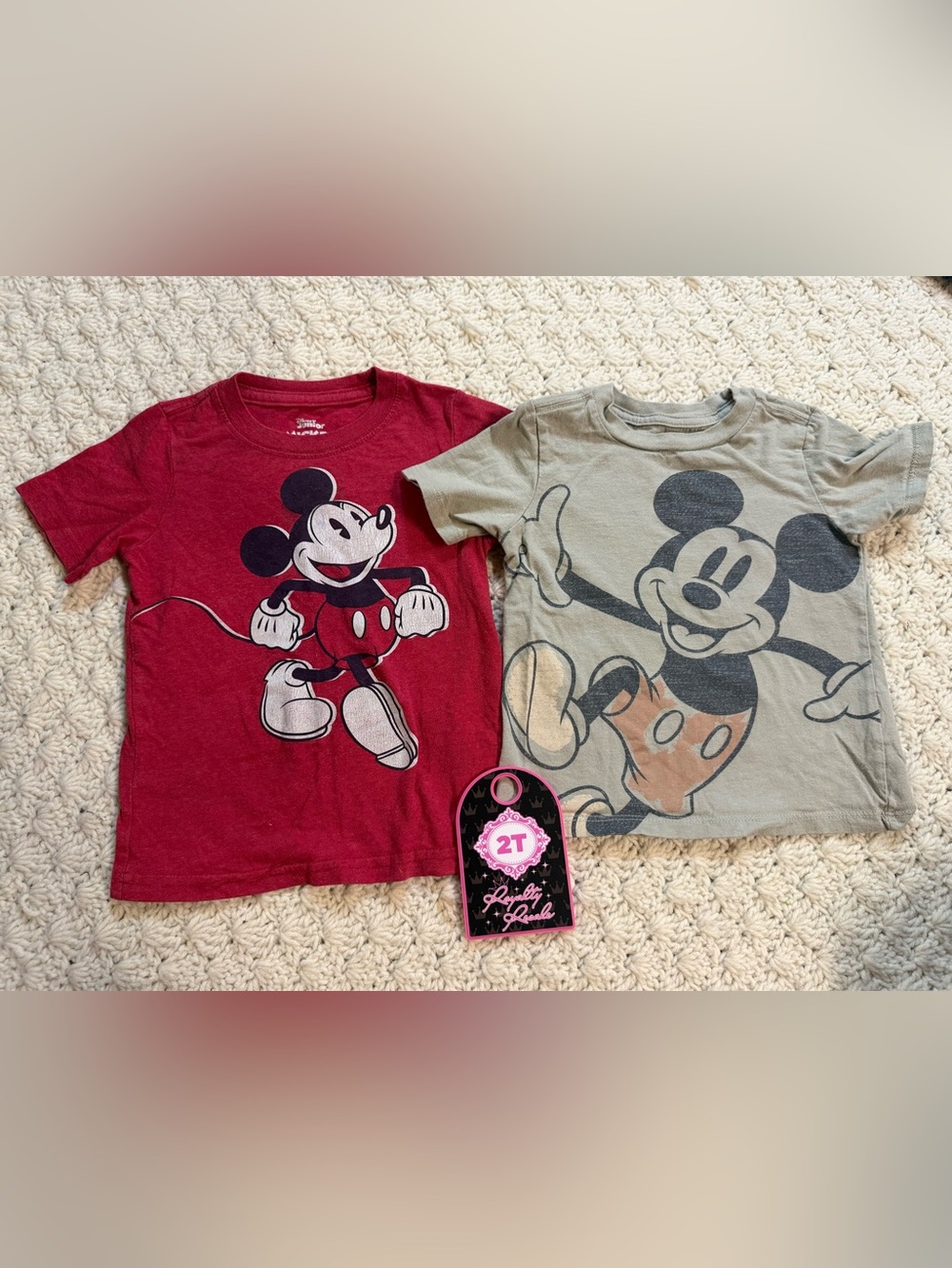 Disney Mickey Mouse Short Sleeve Tee Set - Red & Olive